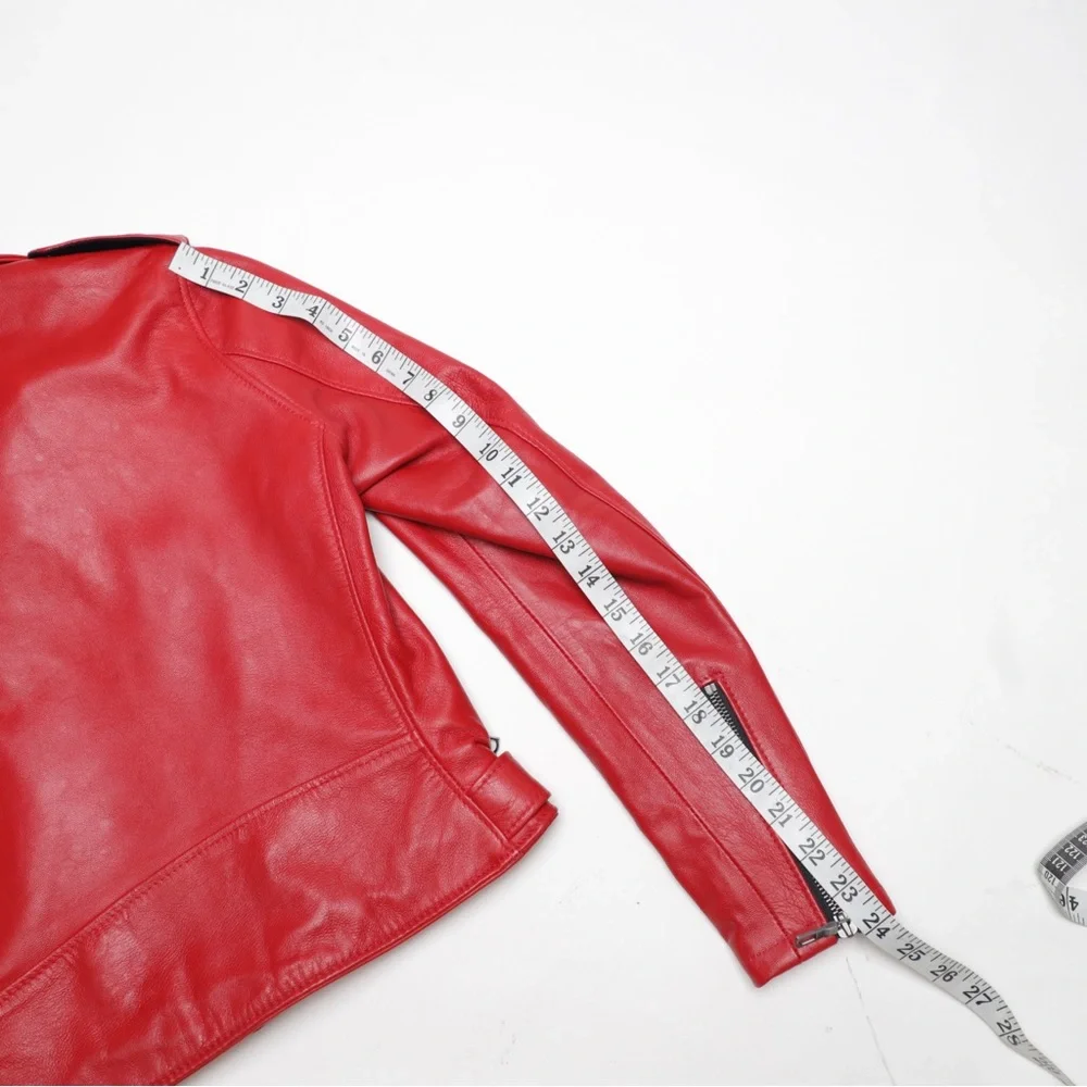 Schott NYC Perfecto Biker Leather Jacket Red Size XS - Picture 9 of 13
